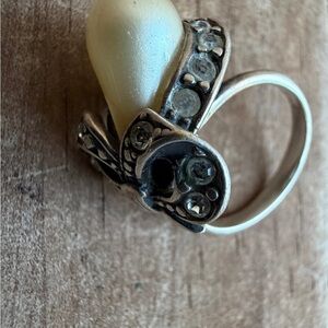 Faux Pearl and Rhinestone Ring